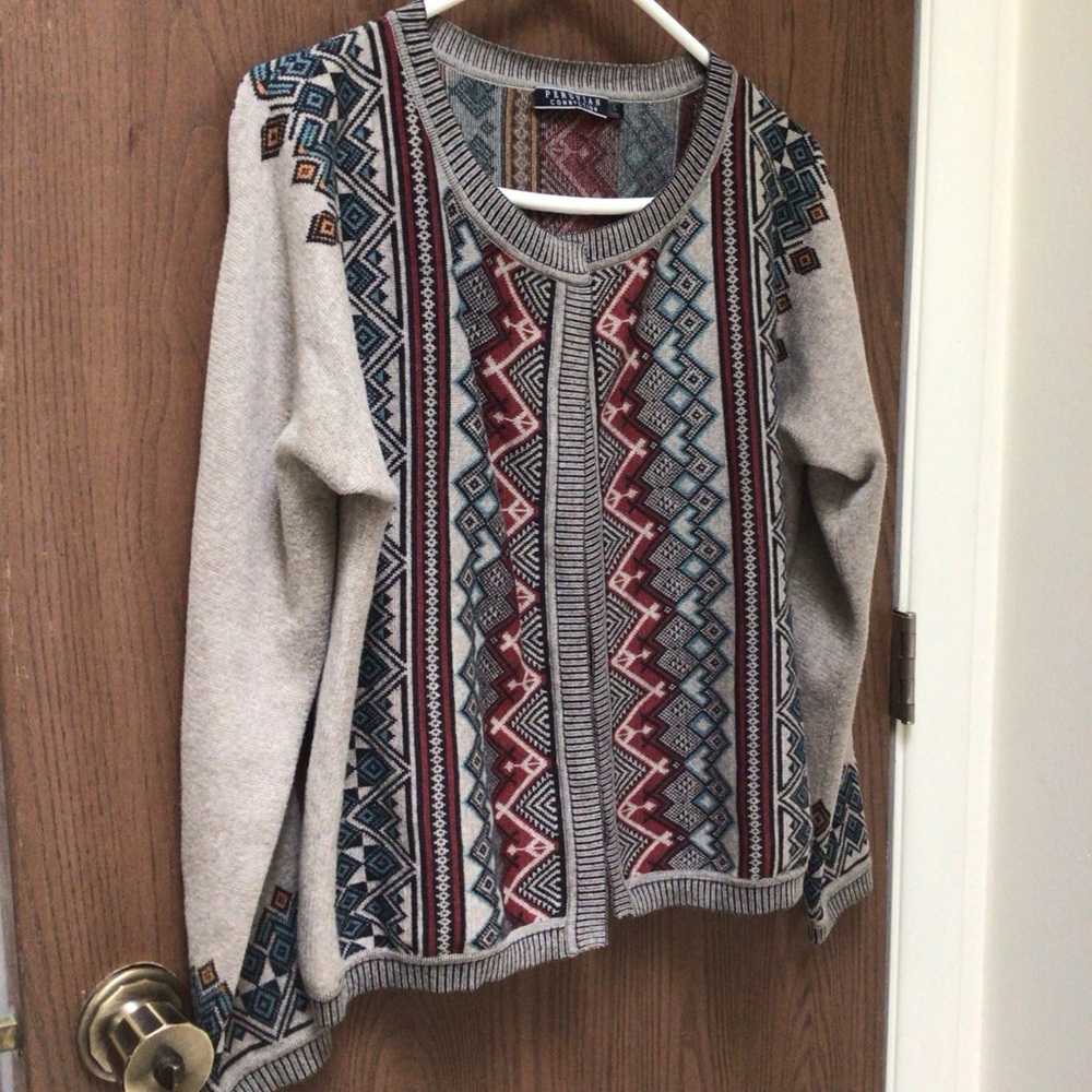 Peruvian Connection Gray And Multicolor Cardigan … - image 4